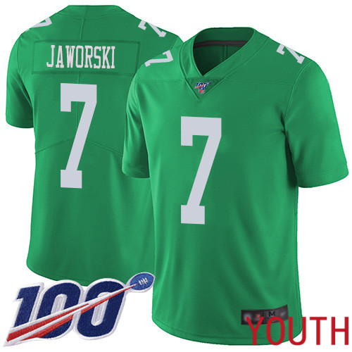 Youth Philadelphia Eagles 7 Ron Jaworski Limited Green Rush Vapor Untouchable NFL Jersey 100th Season Football